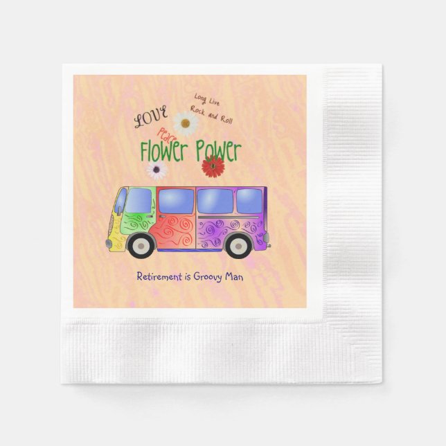 Denken Sie an die "60er Rock and Roll, Groovy, Ser Serviette (Vorderseite)