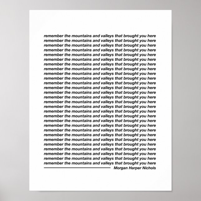 Denken Sie an die Berge und Täler Poster (Vorne)