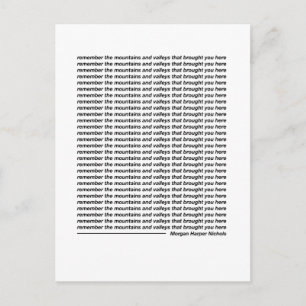 Denken Sie an die Berge und Täler Postkarte