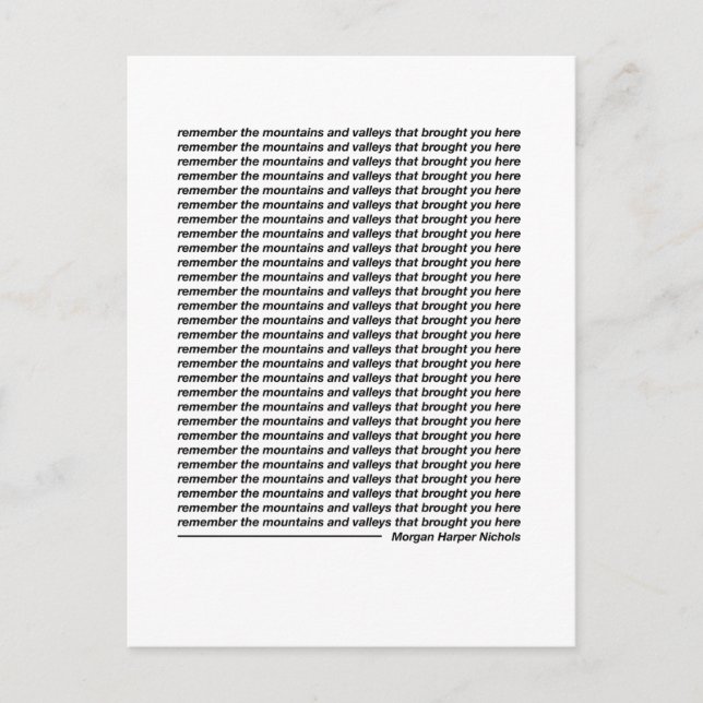 Denken Sie an die Berge und Täler Postkarte (Vorderseite)