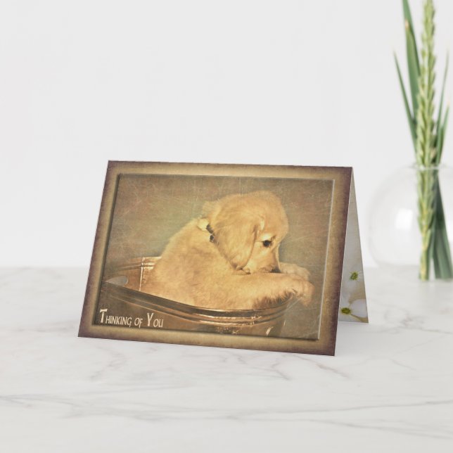 Denken Sie an einen Golden Retriever Welpe Karte (Vorderseite)