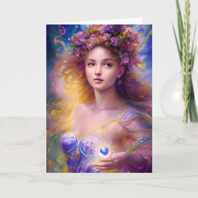 Denken Sie an einen schönen Freund | Fairy Art Karte (Vorderseite)