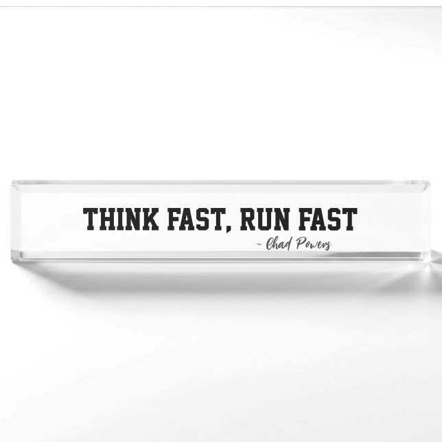 Denken Sie an Fast Run Fast Sports Football Motiva Namensplakette (Vorderseite)