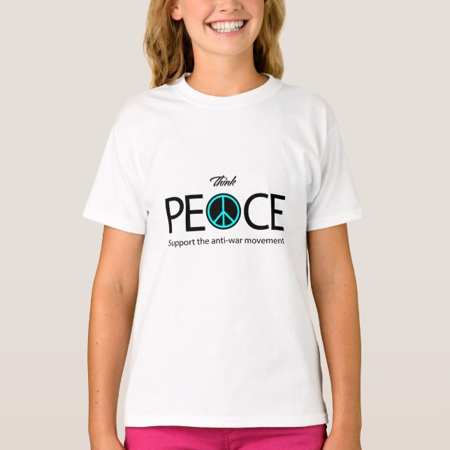 Denken Sie an Frieden, Kriegsschutz, Anti-Gewalt T-Shirt (Vorderseite)