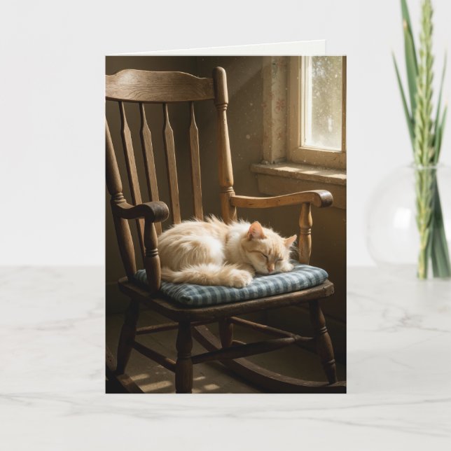 Denken Sie an Ihr Cat Sleeping auf einem Rocking-S Karte (Vorderseite)