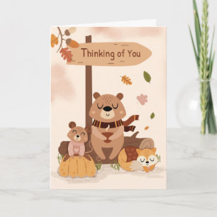 Denken Sie an Ihr Herbst gemütliche Woodland Tierw Karte