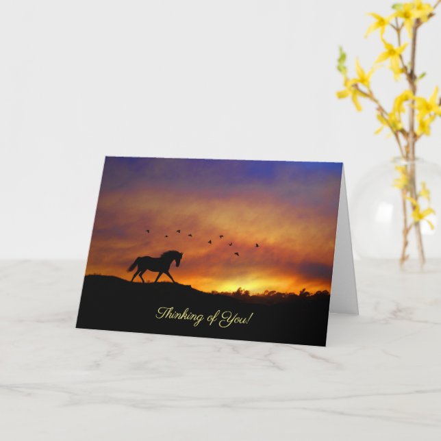 Denken Sie an Ihr Pferd und Vögel Niedlich Karte (Gelbe Blume)