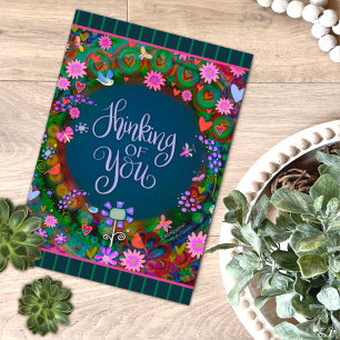 Denken Sie an Ihr Whimsical Floral Heart Streifen Karte