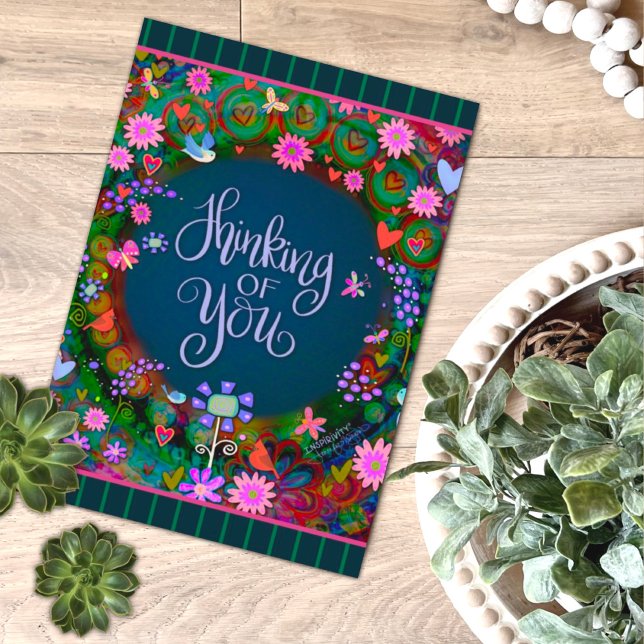 Denken Sie an Ihr Whimsical Floral Heart Streifen Karte (Von Creator hochgeladen)
