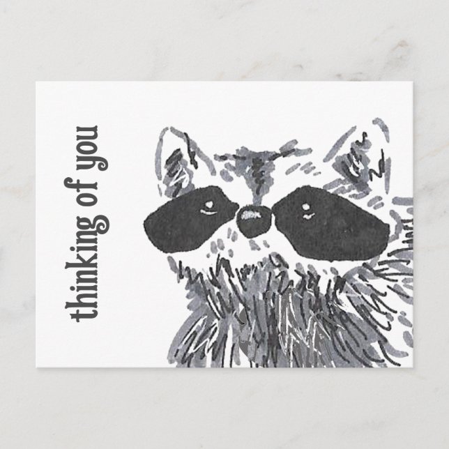 Denken Sie an Ihr Woodland Niedlich Raccoon Postkarte (Vorderseite)