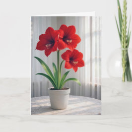 Denken Sie an Ihre blühende rote Amaryllis Karte