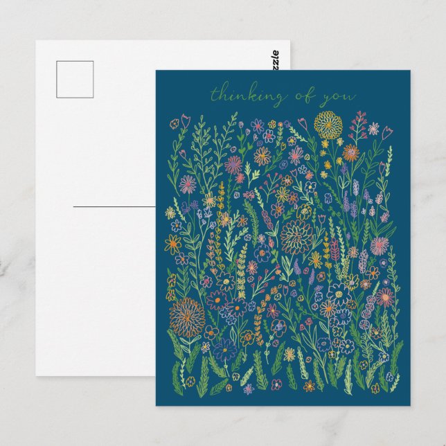 Denken Sie an Ihre Blume Felder Wiese Floral Postkarte (Vorne/Hinten)