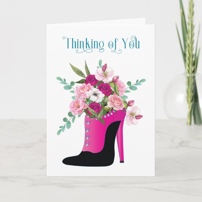 Denken Sie an Ihre Blume in High Heel Shoe Karte (Vorderseite)