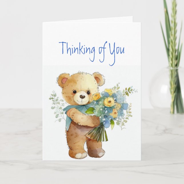 Denken Sie an Ihre Blume & Teddy Bären Karte (Vorderseite)