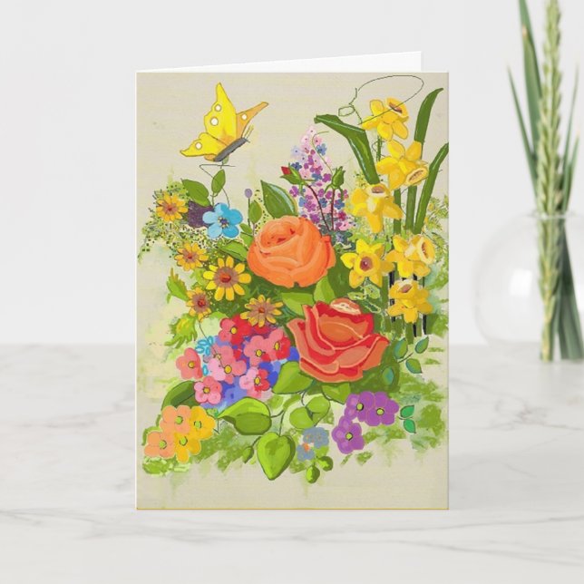 Denken Sie an Ihre Blume und Schmetterling Karte (Vorderseite)