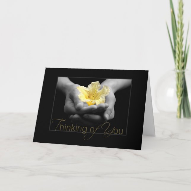 Denken Sie an Ihre elegante, gelbe Blume in den Hä Karte (Vorderseite)