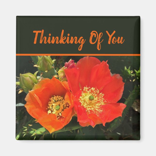 Denken Sie an Ihre helle Rot-Kaktus-Foto-Blume Magnet (Vorne)