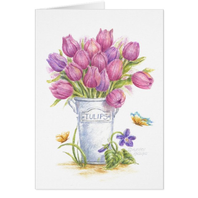 Denken Sie an Ihre Karten Tulips in Pail (Vorne)
