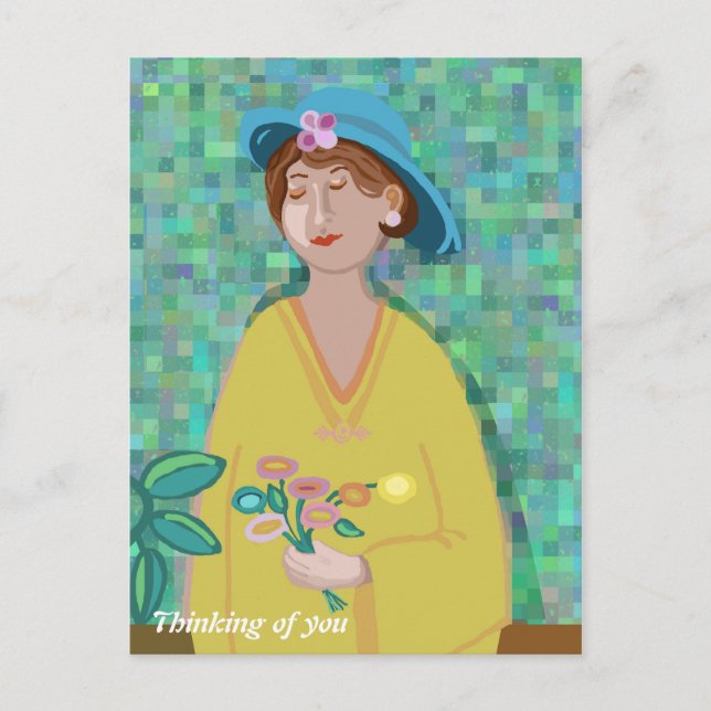 Denken Sie an Ihre Moderne Kunst Frau in einem gel Postkarte (Vorderseite)