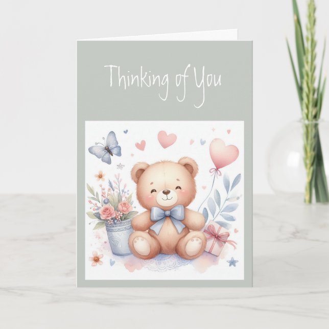 Denken Sie an Ihre Niedliche Teddy-Bären-Liebe Karte (Vorderseite)