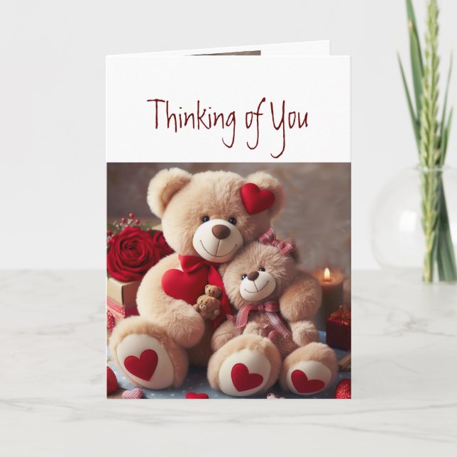 Denken Sie an Ihre Niedlichen Cuddling Teddy Liebe Karte (Vorderseite)