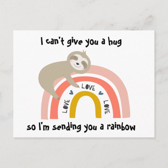Denken Sie an Ihre Rainbow Sloth Post Card Postkarte (Vorderseite)