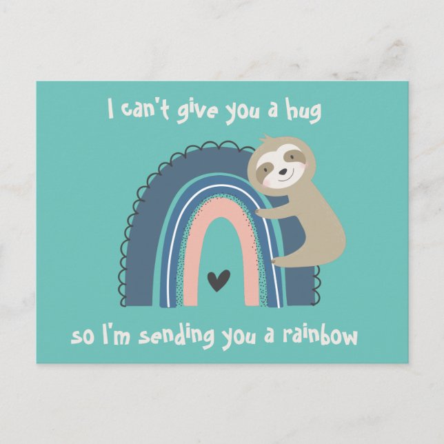 Denken Sie an Ihre Rainbow Sloth Post Card Postkarte (Vorderseite)