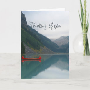 Denken Sie an Ihre Red Canoe Calm Lake Mountains Karte