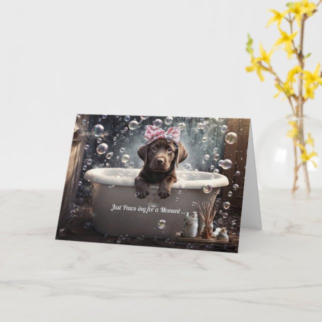 Denken Sie an Ihren Niedlichen Labrador Retriever  Karte (Gelbe Blume)