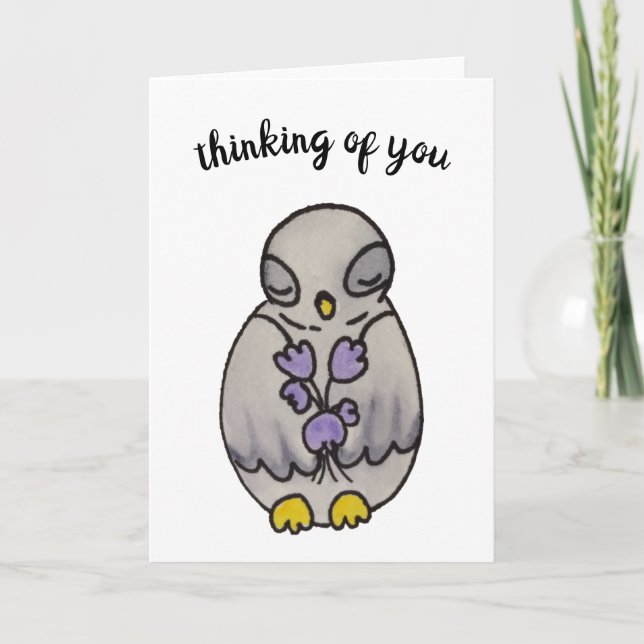 Denken Sie an Illustration Owl Karte (Vorderseite)