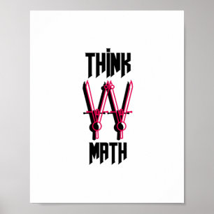Denken Sie an Mathematik rot Poster