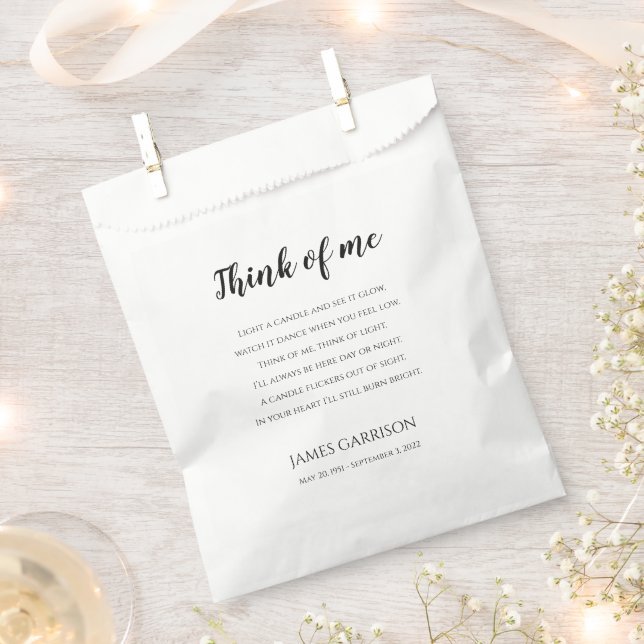 Denken Sie an mich Feier des Lebens Candle Gefalle Geschenktütchen (Ausgeschnitten)