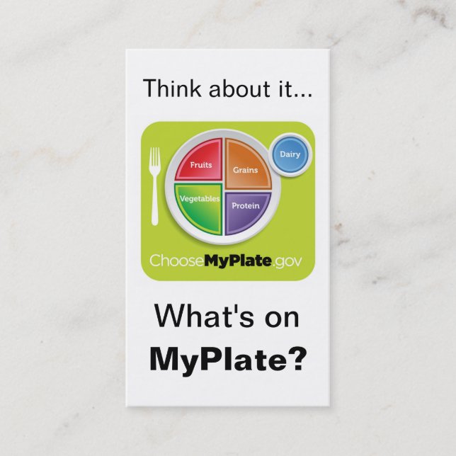 Denken Sie an MyPlate Lesezeichen - Weiß Visitenkarte (Vorderseite)