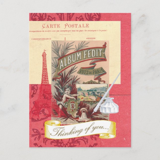 Denken Sie an Pariser Collage Postcard Postkarte (Vorderseite)