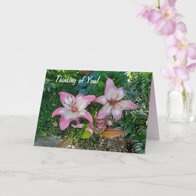 Denken Sie an Pink Lily Karte (Orchidee)