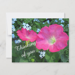 Denken Sie an Pink Petunia Floral Flat Card