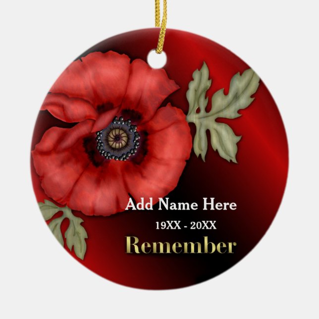 Denken Sie an Poppy - Anpassen Keramik Ornament (Vorne)
