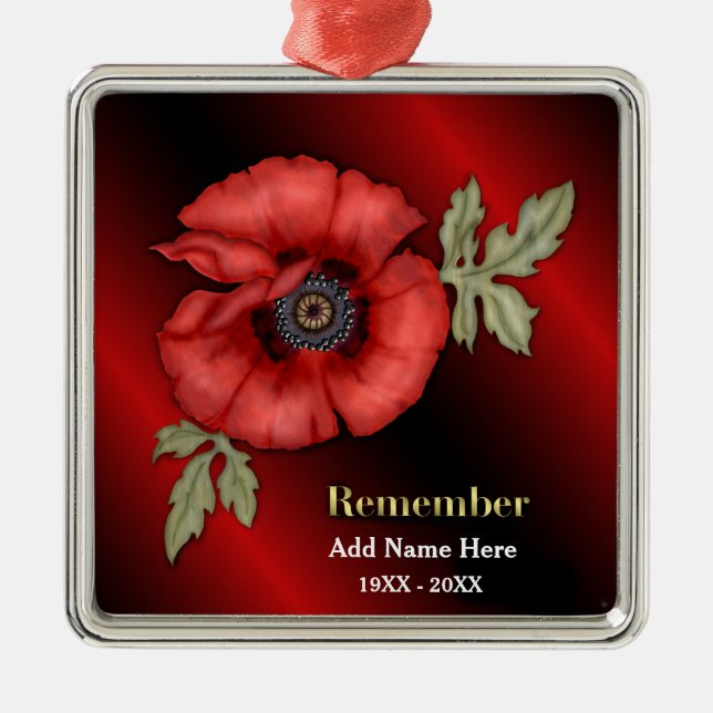 Denken Sie an Poppy - Anpassen Silbernes Ornament (Vorne)