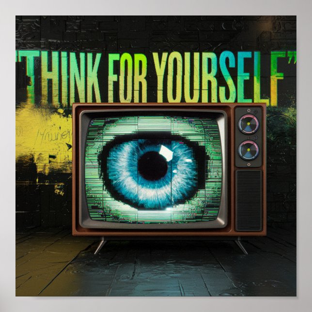 Denken Sie an Retro TV Eyeball Glitch Poster (Vorne)