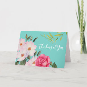Denken Sie an rosa Rosen Botanische Malerei Karte