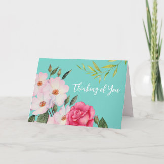 Denken Sie an rosa Rosen Botanische Malerei Karte