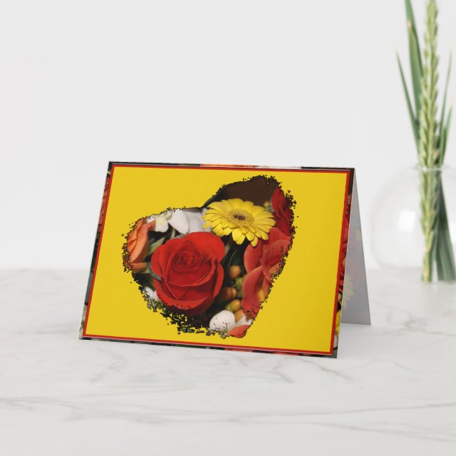 Denken Sie an Rose Bouquet Herz Vorlage (Vorderseite)