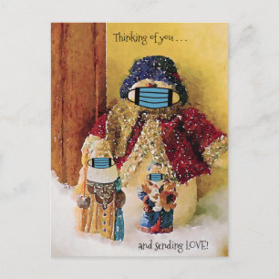 Denken Sie an Sie & Entsende Liebe Santa Snowman Postkarte