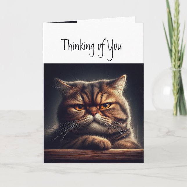 Denken Sie an Sie Grumpy Grouchy Cat Kitten Fun Karte (Vorderseite)