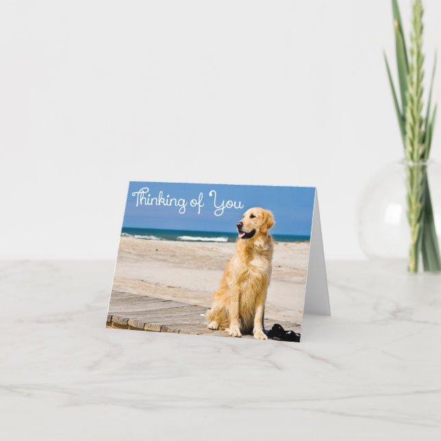 Denken Sie an Sie Hallo Golden Retriever Welpe Hun Karte (Vorderseite)