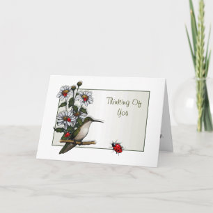 Denken Sie an Sie: Hummingbird, Daisies, Ladybugs Karte