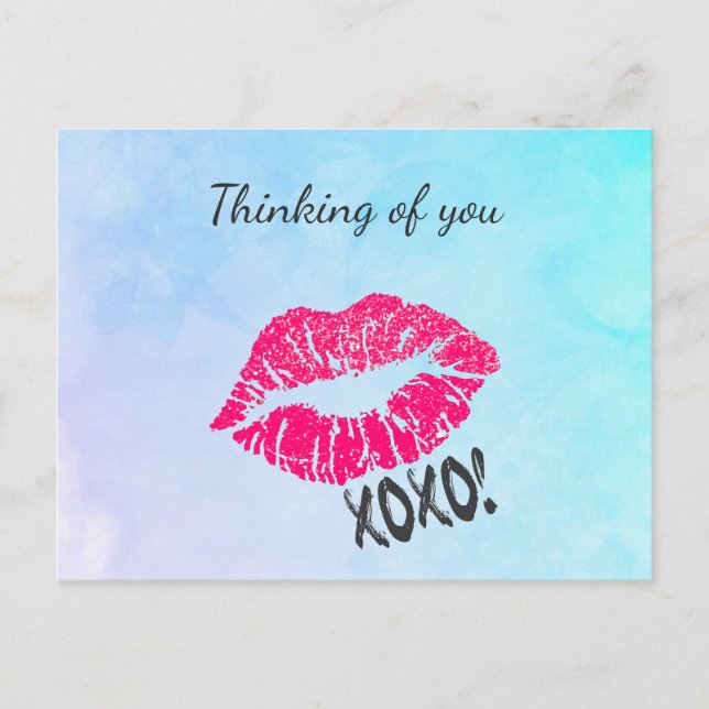 Denken Sie an Sie Kissy Lips Postkarte (Vorderseite)