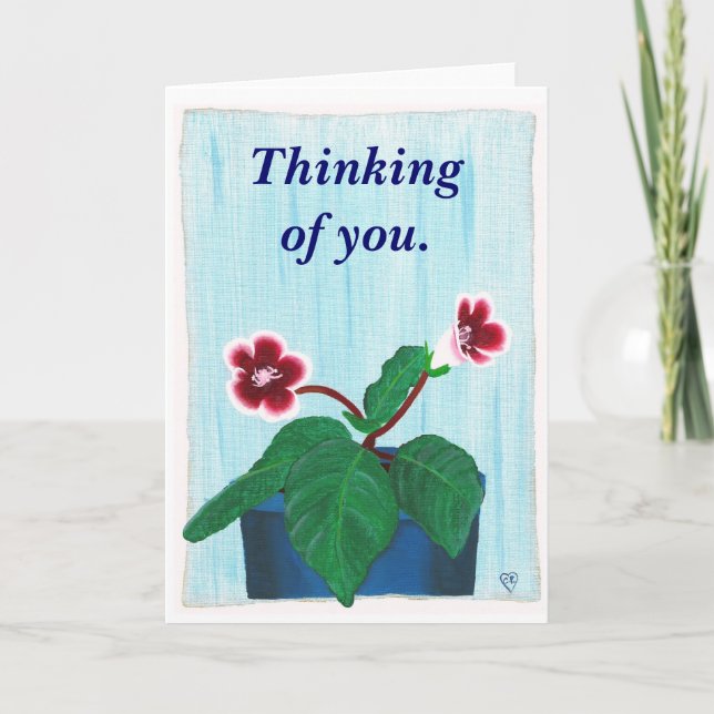 Denken Sie an Sie, Painted Gloxinia Blume Karte (Vorderseite)