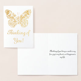 Denken Sie an Sie - Schmetterling Gold Folienkarte