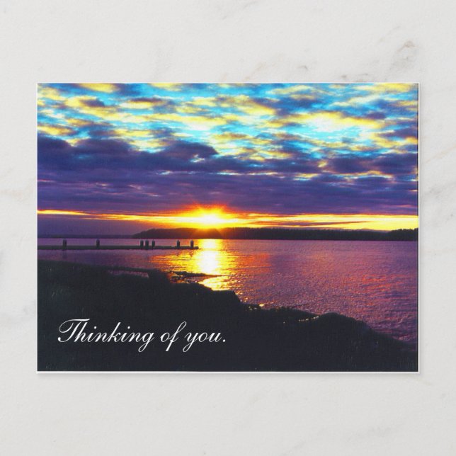 Denken Sie an Sie. Sonnenuntergang See postcard_ho Postkarte (Vorderseite)
